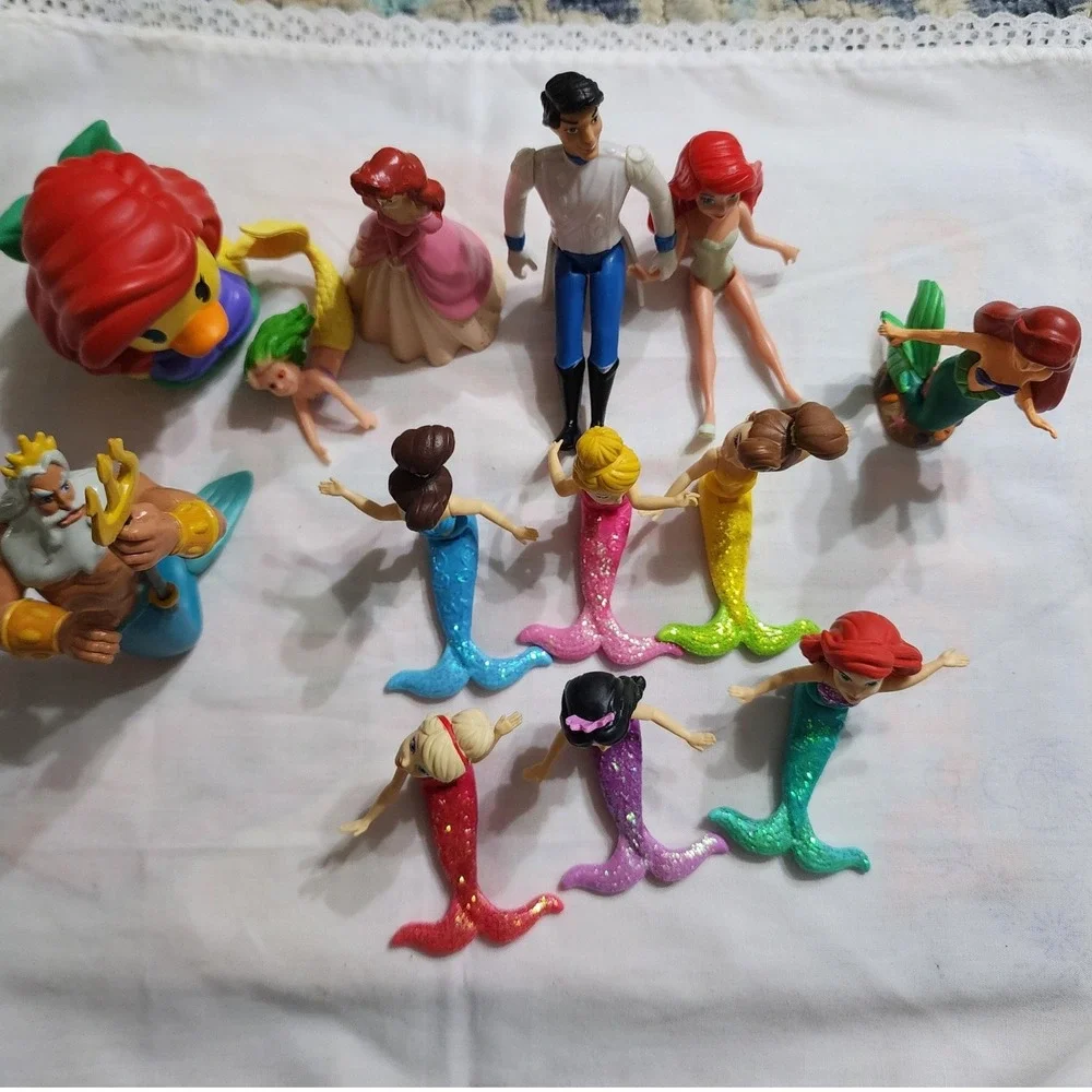 Disney The Little Mermaid Figure Lot Ariel King Triton Prince Eric Sisters Duck